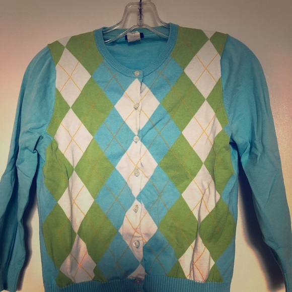 J Crew Cotton Argyle Cardigan 
